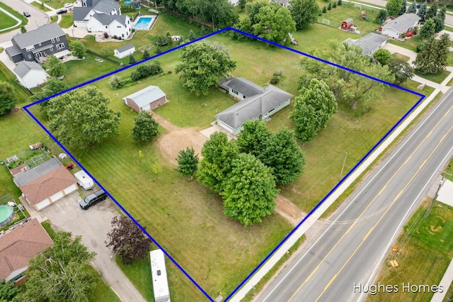 7970 Burlingame Ave SW, Byron Center, MI 49315 - aerial perspective of suburban area with property parcel outlined