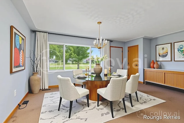 7970 Burlingame Ave SW, Byron Center, MI 49315 - carpeted dining room with a chandelier and baseboards