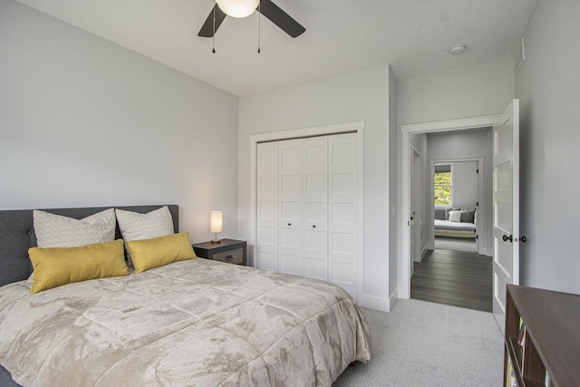 10924 Mystic Heights Trl, Michigan, MI 49071 - carpeted bedroom with a closet and a ceiling fan