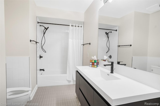 30715 River Crossing St, Bingham Farms, MI 48025 - full bath with vanity, shower / bathtub combination with curtain, and tile patterned floors