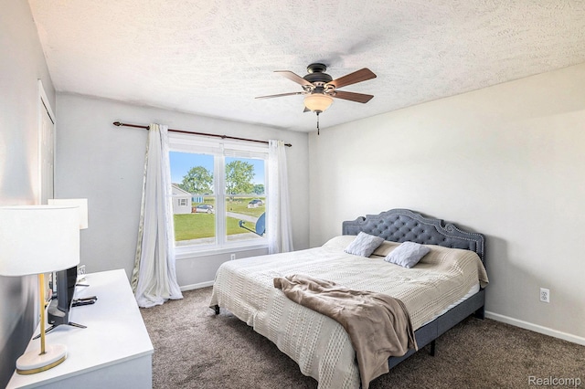11632 Glen Mary Dr, Byron, MI 48418 - carpeted bedroom with a textured ceiling and ceiling fan