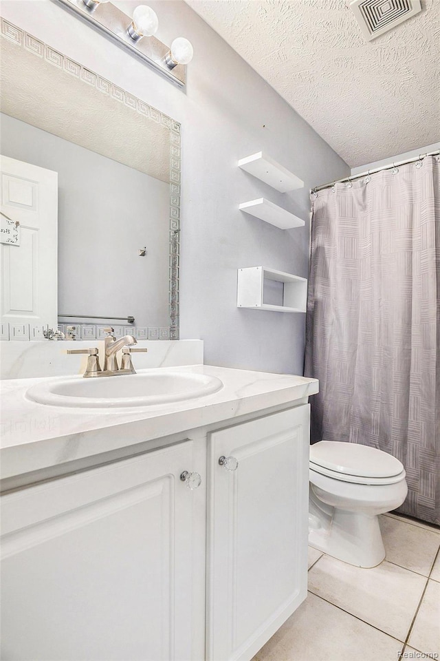 11632 Glen Mary Dr, Byron, MI 48418 - full bathroom with vanity, tile patterned flooring, and a textured ceiling
