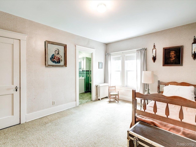 2815 Military St, Fort Gratiot, MI 48060 - bedroom featuring radiator heating unit, carpet, and ensuite bathroom