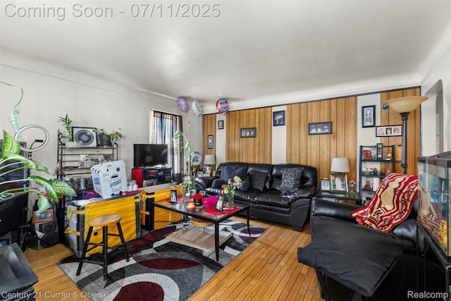 1773 Paris Ave, Lincoln Park, MI 48146 - living area featuring hardwood / wood-style flooring and wooden walls