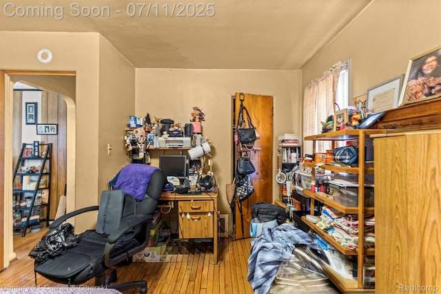 1773 Paris Ave, Lincoln Park, MI 48146 - home office featuring hardwood / wood-style floors and arched walkways