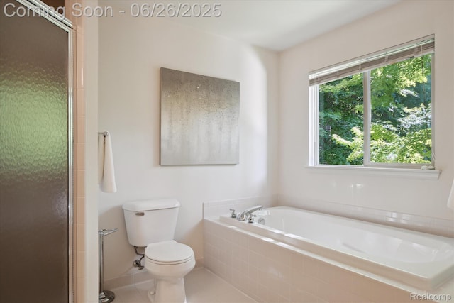 2538 Campbell Ct, Canton, MI 48188 - full bathroom featuring a bath, a stall shower, and tile patterned floors