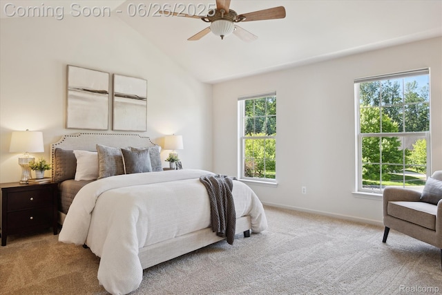 2538 Campbell Ct, Canton, MI 48188 - carpeted bedroom featuring lofted ceiling and a ceiling fan
