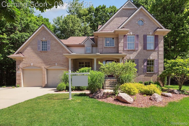 2538 Campbell Ct, Canton, MI 48188 - view of front of house with brick siding, driveway, and a front lawn
