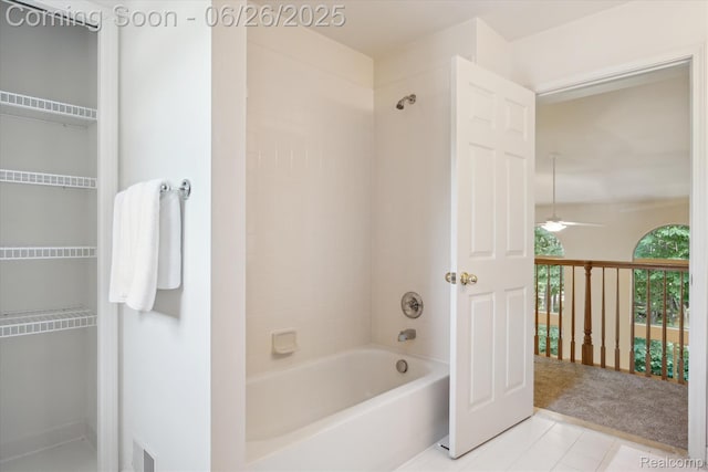2538 Campbell Ct, Canton, MI 48188 - full bath with shower / bath combination, ceiling fan, and tile patterned floors