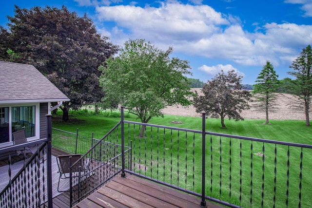 7640 W H Ave, Kalamazoo, MI 49009 - wooden terrace featuring a lawn