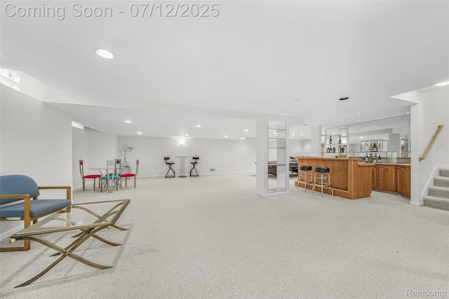 4532 Franklin Mill Rd, Southfield, MI 48301 - sitting room featuring stairway, bar area, and recessed lighting