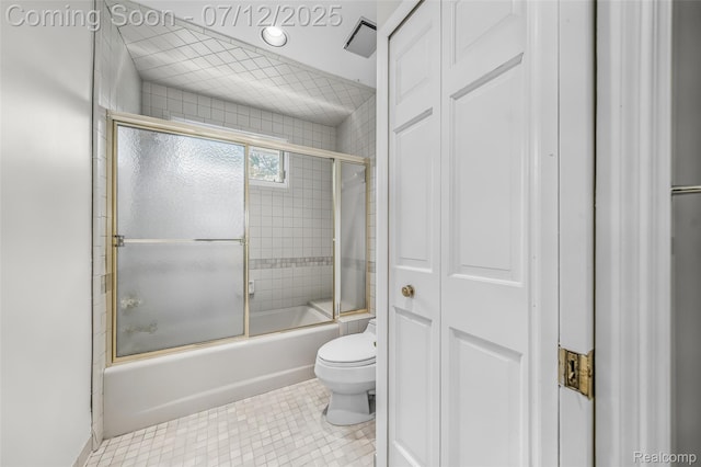 4532 Franklin Mill Rd, Southfield, MI 48301 - bathroom with shower / bath combination with glass door, a closet, and tile patterned flooring