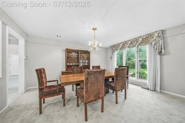 4532 Franklin Mill Rd, Southfield, MI 48301 - dining area with light colored carpet and a chandelier