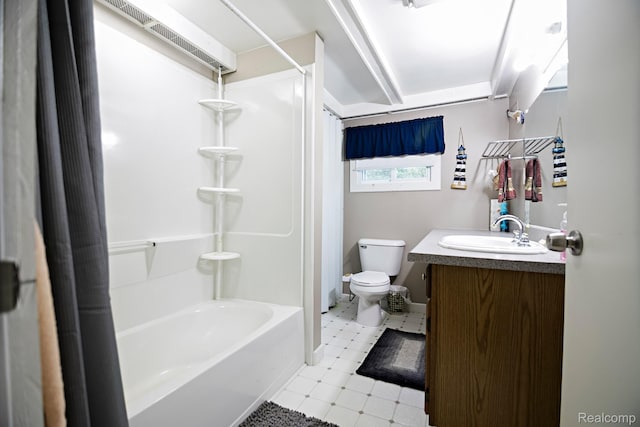 4176 Kings Corner Rd, Glennie, MI 48737 - full bath with tile patterned floors, vanity, and shower / tub combo with curtain