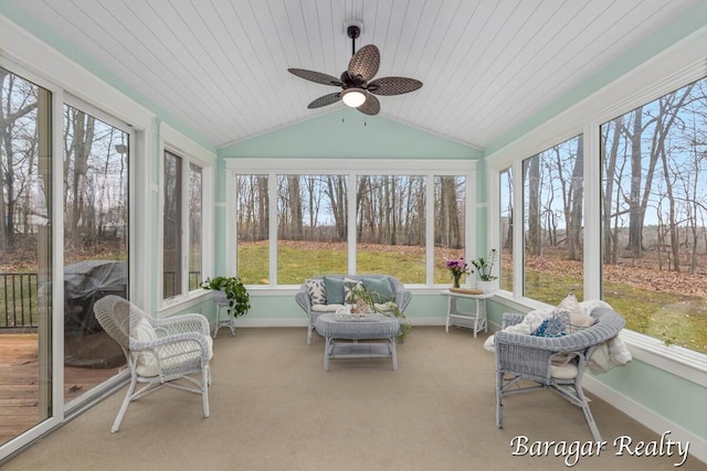 8790 Laurel Ridge Dr SE, Alto, MI 49302 - sunroom with ceiling fan and vaulted ceiling