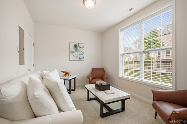 2855 Hardwick Rd, Ann Arbor, MI 48105 - living area featuring plenty of natural light, electric panel, and light colored carpet