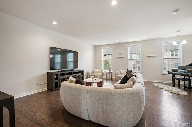 2855 Hardwick Rd, Ann Arbor, MI 48105 - living room featuring dark wood finished floors and recessed lighting