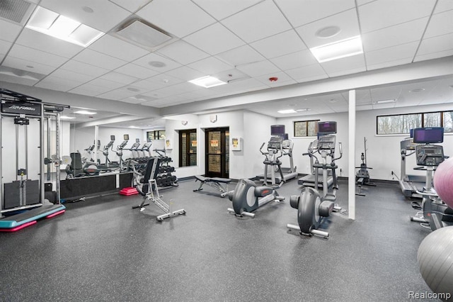 2855 Hardwick Rd, Ann Arbor, MI 48105 - exercise room with a paneled ceiling