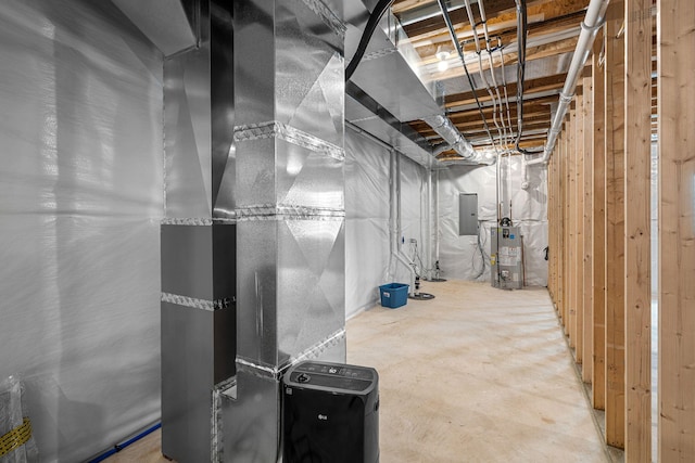 14170 Spring Valley Ct, Niles, MI 49120 - unfinished basement with electric panel, water heater, and heating unit