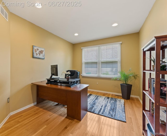 6060 Balmoral Way, Commerce Twp, MI 48382 - office area featuring light wood-style floors and recessed lighting