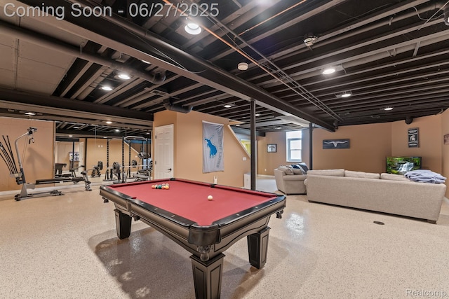 6060 Balmoral Way, Commerce Twp, MI 48382 - rec room with speckled floor and billiards