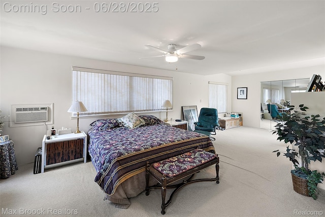 4848 Willow Ln, Orchard Lake, MI 48324 - bedroom featuring carpet, ceiling fan, heating unit, and a wall mounted AC