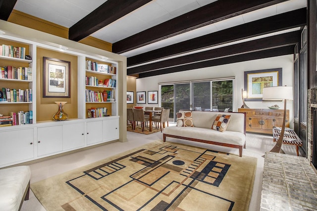 1917 Benjamin Ave, Kalamazoo, MI 49008 - living area featuring beam ceiling and built in features