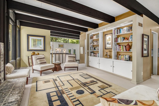 1917 Benjamin Ave, Kalamazoo, MI 49008 - sitting room featuring beam ceiling and carpet floors