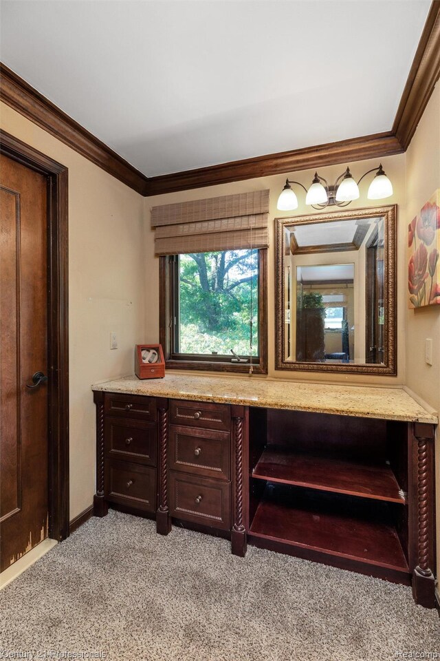 9601 Kier Rd, Holly, MI 48442 - bathroom featuring carpet flooring and ornamental molding