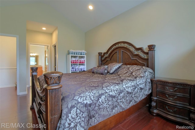 761 Nissen Ct, Wixom, MI 48393 - bedroom with wood finished floors, lofted ceiling, and recessed lighting