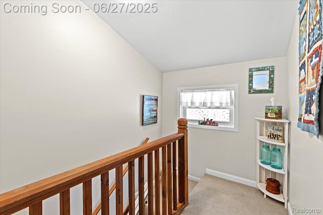 1500 Clark Lake Rd, Brighton, MI 48114 - corridor featuring an upstairs landing, carpet floors, and lofted ceiling