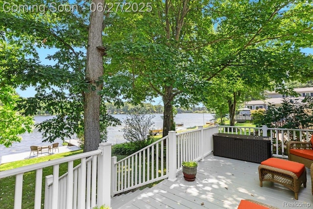 1500 Clark Lake Rd, Brighton, MI 48114 - wooden terrace featuring a water view