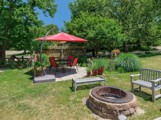 2805 Winchell Ave, Kalamazoo, MI 49008 - view of yard featuring a fire pit and a patio area