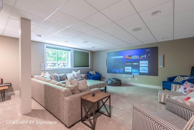 2985 E Iron Woods Pass, Midland, MI 48642 - living room featuring carpet flooring and a drop ceiling