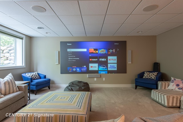 2985 E Iron Woods Pass, Midland, MI 48642 - carpeted home theater room featuring a drop ceiling