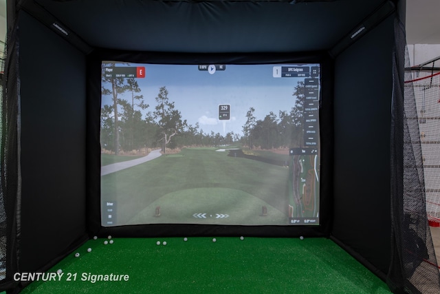 2985 E Iron Woods Pass, Midland, MI 48642 - recreation room featuring golf simulator and carpet flooring