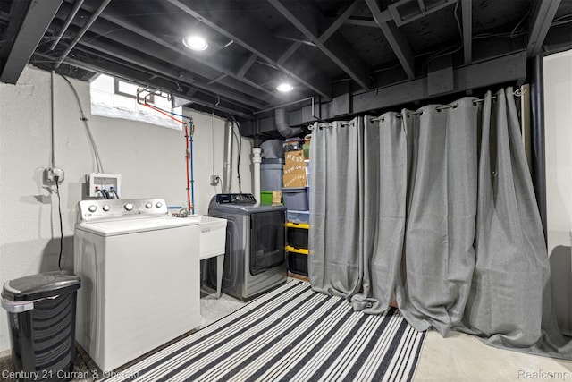 17276 Midway Ave, Allen Park, MI 48101 - basement with separate washer and dryer and a sink