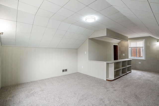 9250 Rosedale Blvd, Allen Park, MI 48101 - bonus room featuring carpet floors, lofted ceiling, and wooden walls