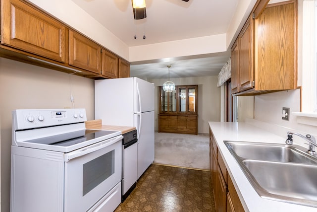 36067 Rolf St, Westland, MI 48186 - kitchen featuring white electric stove, brown cabinets, and light countertops