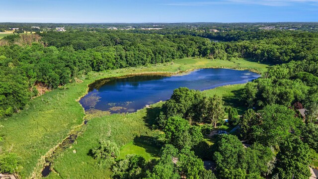 3536 Tamsin Ave, Kalamazoo, MI 49008 - aerial view of property's location with a nearby body of water and a heavily wooded area