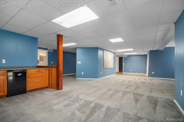 832 Townsend Dr, South Lyon, MI 48178 - finished basement with carpet flooring, a paneled ceiling, and bar