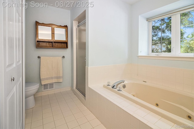 832 Townsend Dr, South Lyon, MI 48178 - full bathroom featuring a tub with jets, tile patterned flooring, and a shower stall