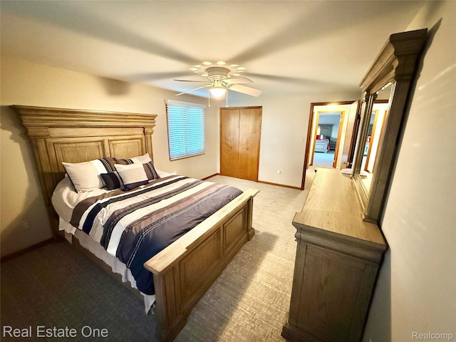 2546 Limerick Ln, Troy, MI 48098 - bedroom featuring light colored carpet, a closet, and ceiling fan
