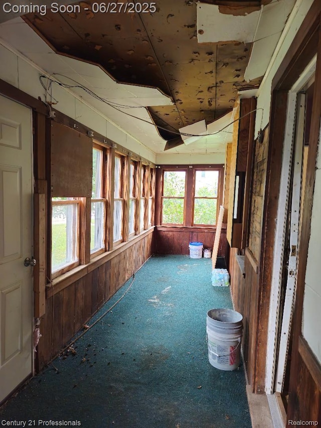 4428 Elizabeth St, Wayne, MI 48184 - unfurnished sunroom featuring plenty of natural light and wooden walls