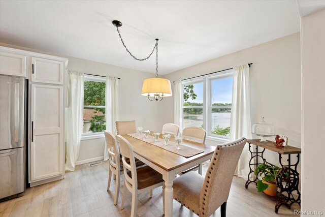6201 Academy Dr, Brighton, MI 48116 - dining area featuring light wood-type flooring and a water view