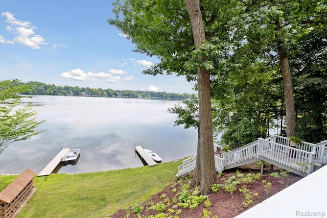 6201 Academy Dr, Brighton, MI 48116 - dock area featuring a water view and a yard