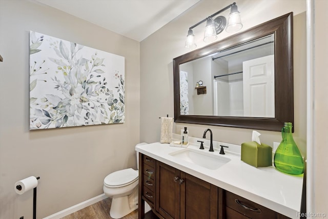 6201 Academy Dr, Brighton, MI 48116 - full bathroom featuring vanity, wood finished floors, and a shower