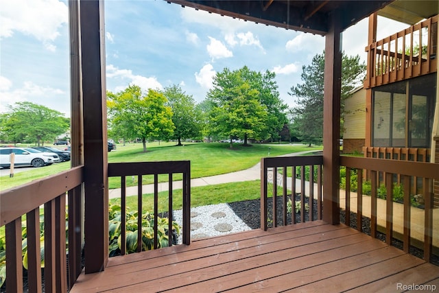 10228 Nancys Blvd Unit 33, Grosse Ile, MI 48138 - wooden terrace with a lawn