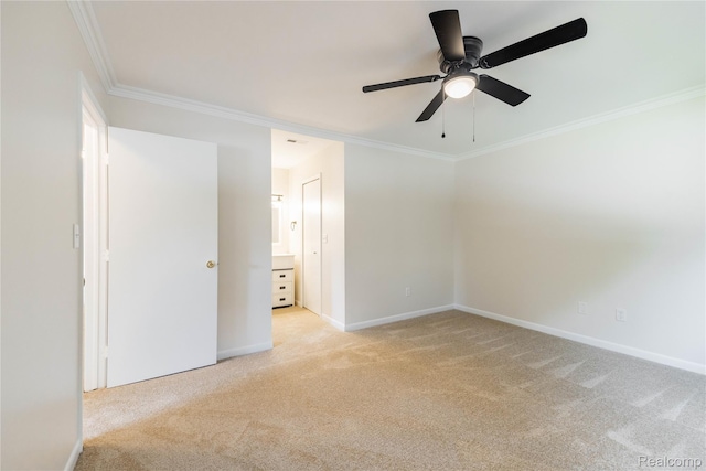 10228 Nancys Blvd Unit 33, Grosse Ile, MI 48138 - empty room with crown molding, light colored carpet, and a ceiling fan