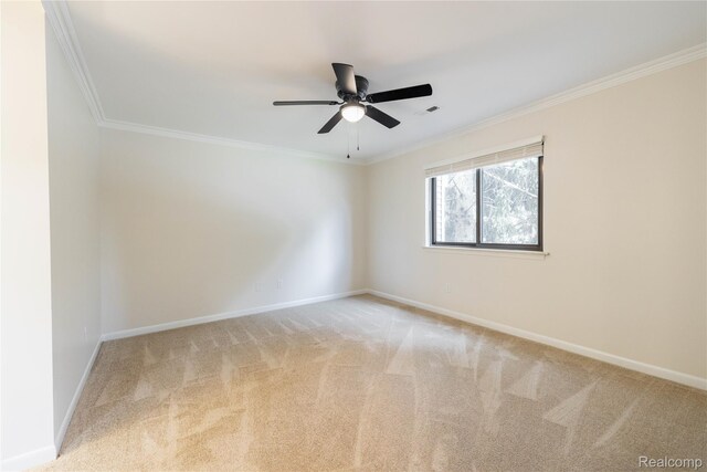 10228 Nancys Blvd Unit 33, Grosse Ile, MI 48138 - empty room with carpet, crown molding, and ceiling fan
